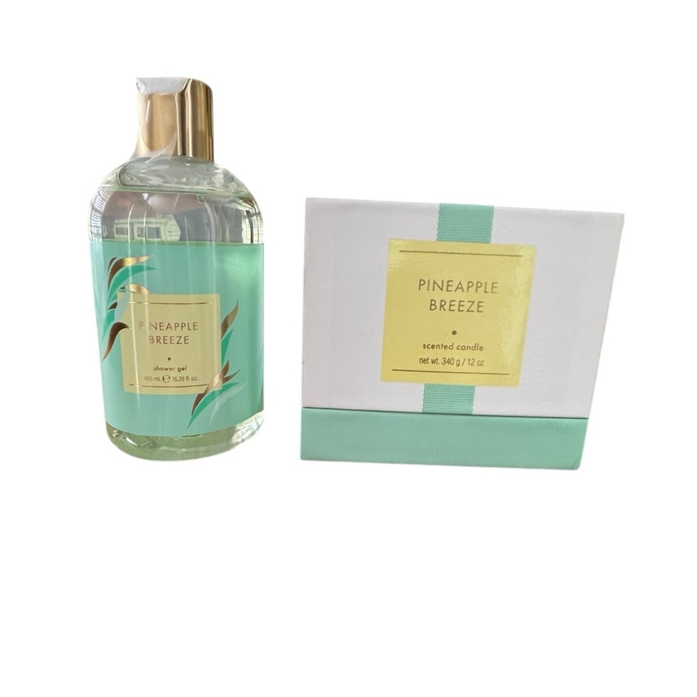 NWT Pineapple Breeze Shower Gel and Candle Set- Both from Belk